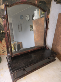 Antiek houten kaptafel spiegel