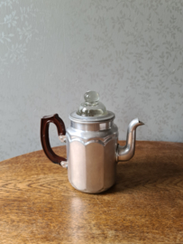 Aluminium koffiepot glazen knop