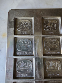 Oude metalen chocolademal televisie