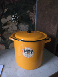 Vintage oranje emaille pan Japy