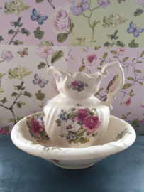 Brocante romantisch engels lampetstel rozen bloemen