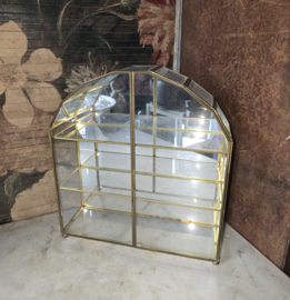 Antiek halfrond glazen pronkkastje vitrinekastje