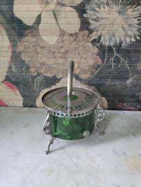 Antiek theelichtje groen glas