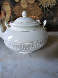 Antieke chocoladeketel petrus regout creamware