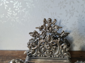 Antiek barok verzilverd inktstel cupido engel