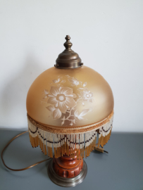 Antieke tafellamp glas kralen