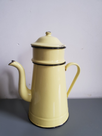 Pastel geel emaille koffiekan