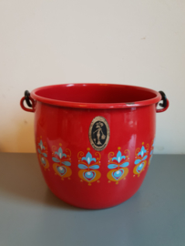 Vintage rood emaille grandmere pan pot