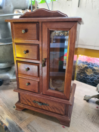 Brocante houten sieradenkastje