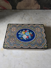 Antiek blikken kraaltjes koektrommel