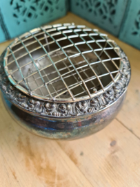 Antiek verzilverde rozensteker rozenbowl