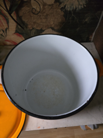 Vintage oranje emaille pan Japy