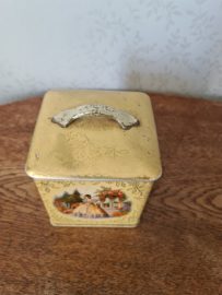 Oud brocante blikje dame
