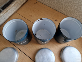 Petrol blauw emaille koffie thee suiker bussen