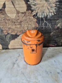Oud oranje blikken collectebus
