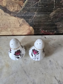 Porseleinen peper en zout stel roos