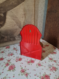 Rood emaille zoutpot houten deksel