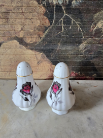 Porseleinen peper en zout stel roos