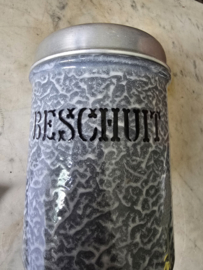 Grijs gewolkte emaille beschuitbus