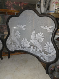 Set antiek houten raamhorren duifjes