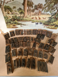 Lot oude houten stempel letters