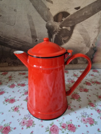 Rood emaille koffiepot