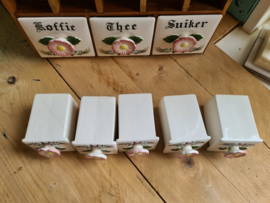 Antiek brocante kruidenkastje koffie thee suiker