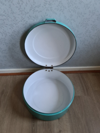 Mintgroen emaille ronde broodtrommel taarttrommel
