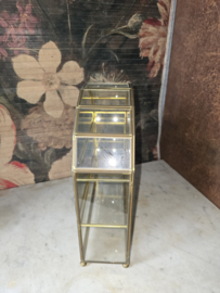 Antiek halfrond glazen pronkkastje vitrinekastje