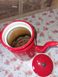 Rood emaille grandmere koffiepot