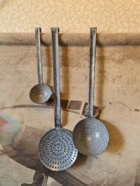Set grijs gewolkte emaille lepels