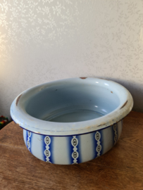 Oud frans blauw emaille badje waskom