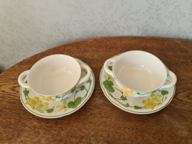 Villeroy en boch geranium soepkom met schotel