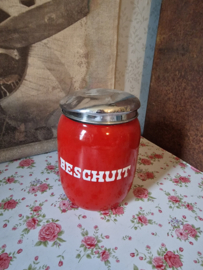 Rood emaille beschuitbus