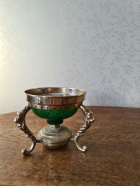Antiek art deco theelichtje comfoortje groen glas