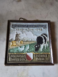 Tegeltje eendracht maakt macht porceleyne fles Delft