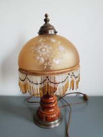 Antieke tafellamp glas kralen