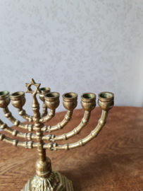 Antiek messing joodse kandelaar chanoeka