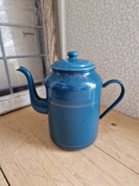 Petrol blauw emaille koffiepot