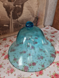 Blauw glazen tuin cloche