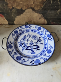 Antiek warmhoudbord meissen blue onion
