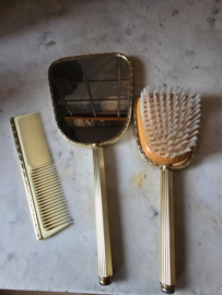 Oude kaptafelset handspiegel rozen