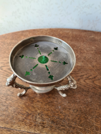 Antiek art deco theelichtje comfoortje groen glas