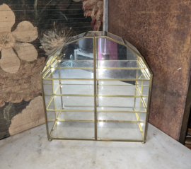 Antiek halfrond glazen pronkkastje vitrinekastje