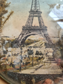 Antieke franse foto in bolglas lijstje eiffeltoren