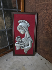 Maria met kindje Jezus in houten lijstje