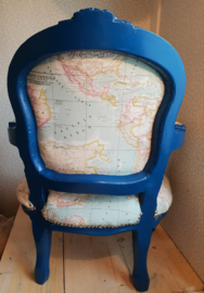 Barok blauw kinder stoeltje stoel wereldkaart