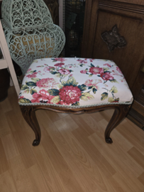 Antieke voetenbank footstool rozen