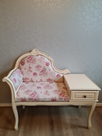 Brocante telefoonbankje rozen