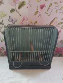 Oude brocante houten kooitje vogelkooi nr4
